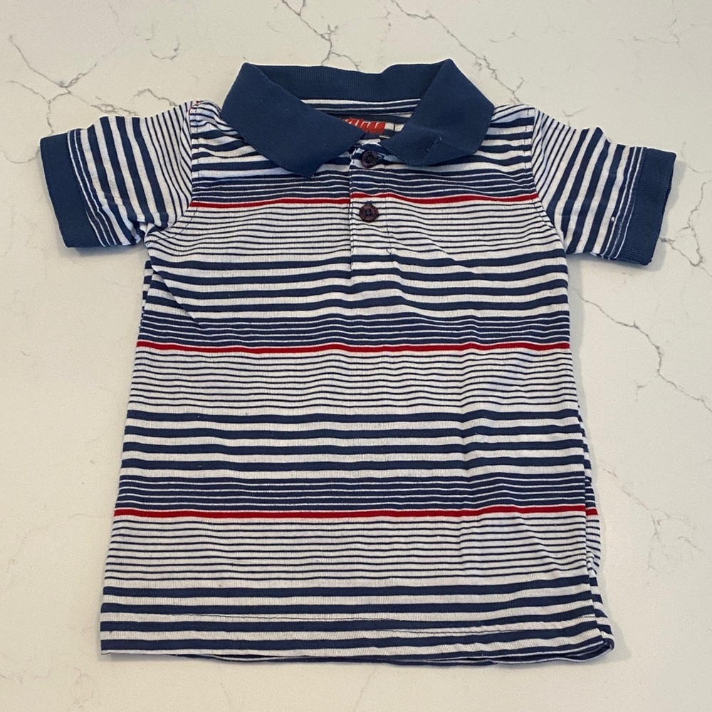 Striped Kids Polo Shirt - Blue and Red